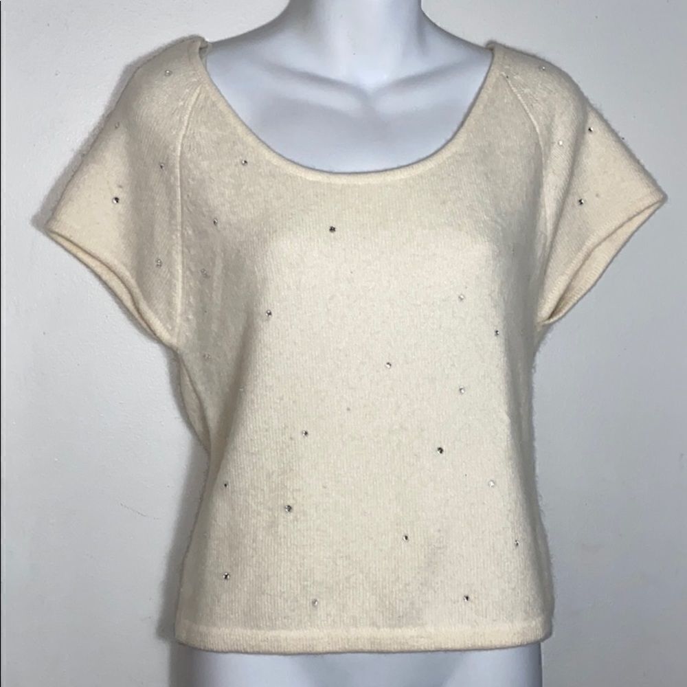 TWIGGY Angora Blend Rhinestone Crop Top-XL